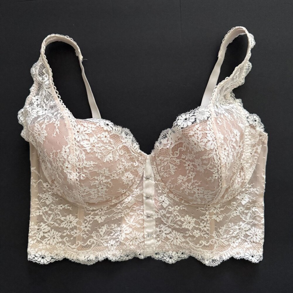 Victorias Secret Dream Angels 38DD Lace Lined Demi Bra Bralette Off White Bridal